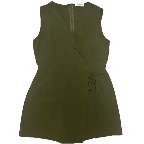 Colletta Co Op Olive Wrap Romper Boutique Size Large sleeveless - Picture 1 of 6